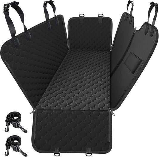 Mancro Dog Hammock for Car, 2026 Upgraded 600D Heavy Duty Waterproof & Scratch-Resistant Dog Car Seat Cover, Back Seat Pet Cover for Dogs with Sedan, Trucks and SUVs, Standard, Black All