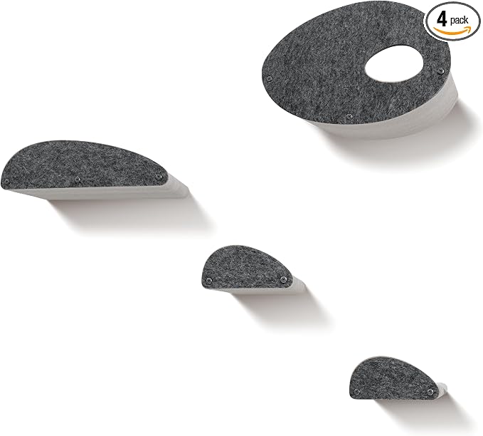 Accessory ADD-ON Set of 4 Facades Covers Compatible with Cat Wall Shelves by Pryde Pets - 100% Sustainable PET Felt - Climbers Sold Seperately - Cats Shelf Privacy and Safety Bumpers (Charcoal)