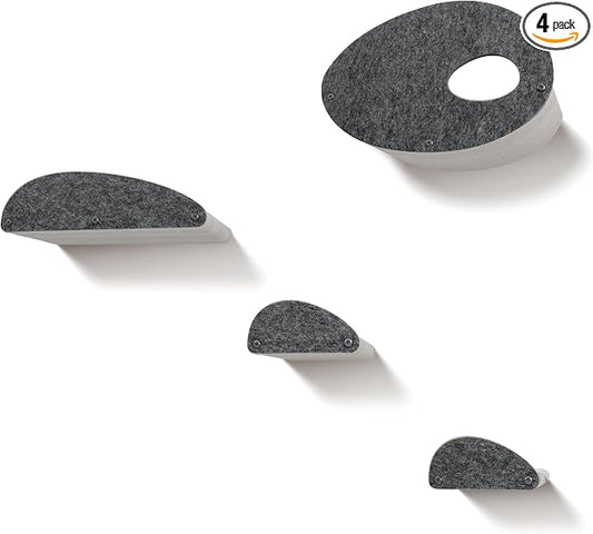 Accessory ADD-ON Set of 4 Facades Covers Compatible with Cat Wall Shelves by Pryde Pets - 100% Sustainable PET Felt - Climbers Sold Seperately - Cats Shelf Privacy and Safety Bumpers (Charcoal)