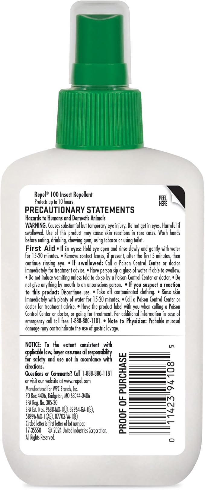 Repel 100 Mosquito and Insect Repellent, 4 Ounces, With DEET, 10-Hour Protection Long-Lasting Insect Repellent Bug Spray Repels Mosquitoes, Ticks, Gnats, Biting Flies, Chiggers And Fleas