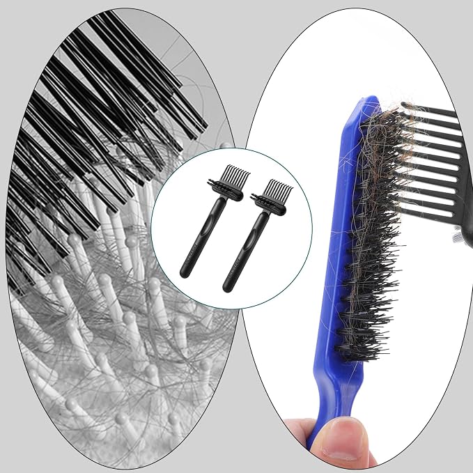2-in-1 Hair Brush Cleaner & Remover Tool Brush Cleaning Tool Comb Cleaner Effective Hairbrush Cleaners Small and Portable for Travel Man Woman Home Salon Removing Hair Dust(Green)