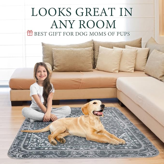 Homimp Washable Pee Pads for Dogs, 2 Pack Reusable Puppy Pads Waterproof, Absorbent and Leakproof Dog Pee Pads, Non Slip Puppy Training Pads, Pet Mat for Floor, Crate, Couch, Whelping,Grey, 36"x36"