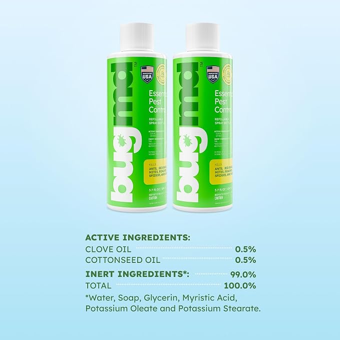 BugMD Pest Control Essential Oil Concentrate (3.7 oz, 2 Pack) - Plant Powered Bug Spray Quick Kills Flies, Ants, Roaches, Mosquitoes, and More
