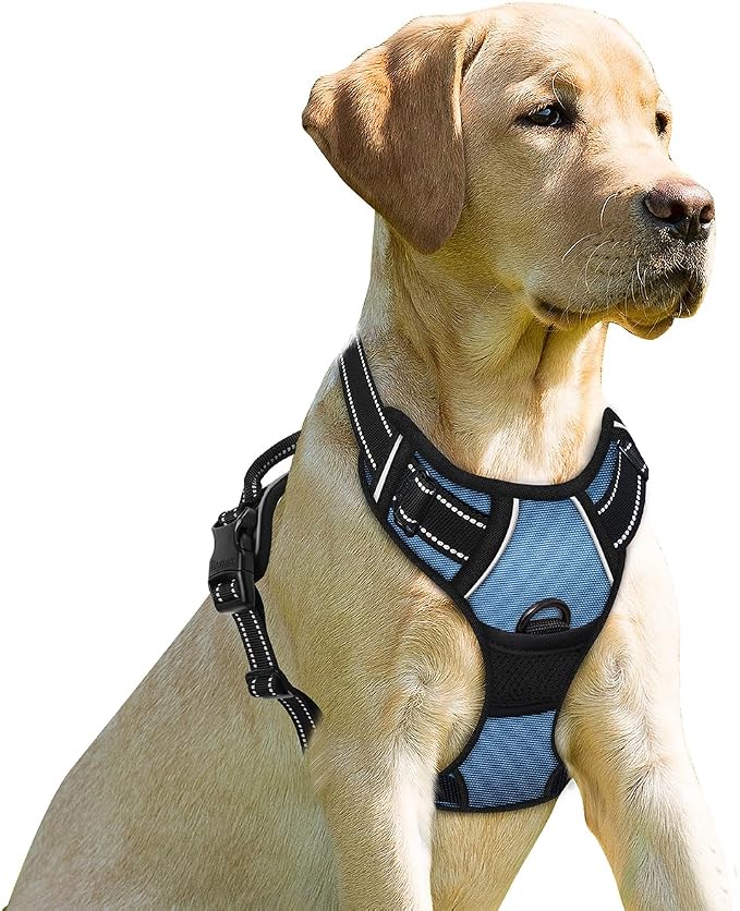 BARKBAY Dog Harness No Pull for Large Dogs Front Back Clips,Dog Vest | Soft Padded No Choke With Handle,Easy On&Off,Adjustable Reflective For Walking Training Running(Navy,XL)