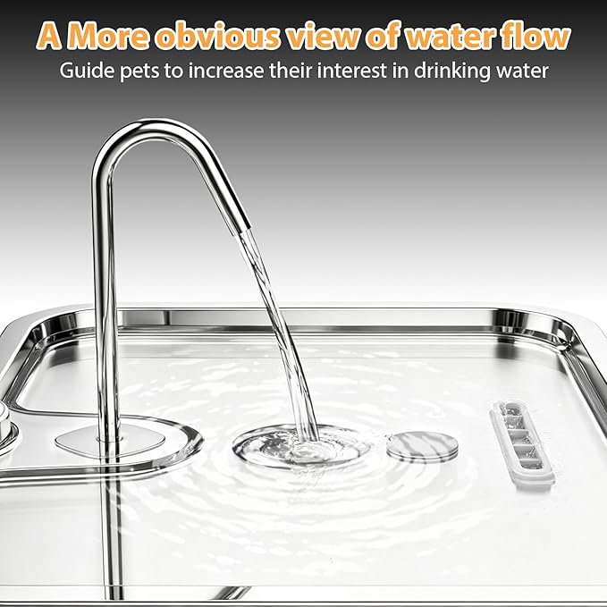 Dog Water Fountion for Large Dogs,15L/4 Gal Stainless Steel Automatic Pet Water Dispenser,Ultra Quiet Dog Fountain Water Bowl with Water Level Window & LED Light, Include 6Set Filter