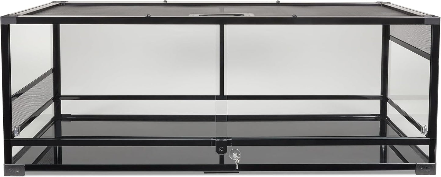 Zilla QuickBuild Reptile 65 Gallon Glass Terrarium Habitat with Sliding Door For Geckos, Snakes, Lizards, Frogs, Turtles, and Tortoises, 48" x 18" x 18"