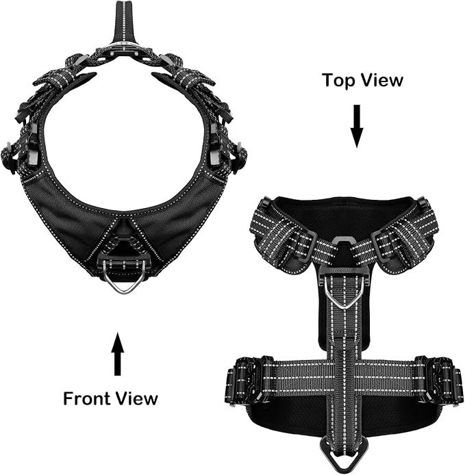 ICEFANG Dog Halter Harness with Metal Buckles,Dog Strap Vest for Medium Dogs