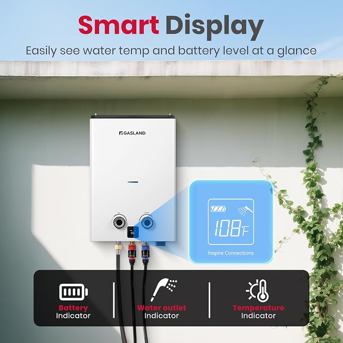 GASLAND Goshower 2.64GPM Outdoor Propane Tankless Water Heater 10L, Compact Portable Hot Water heater with Pump & Pipe Strainer for Off Grid, Portable Camping Water Heater, 68,000 BTU, G10 Pro