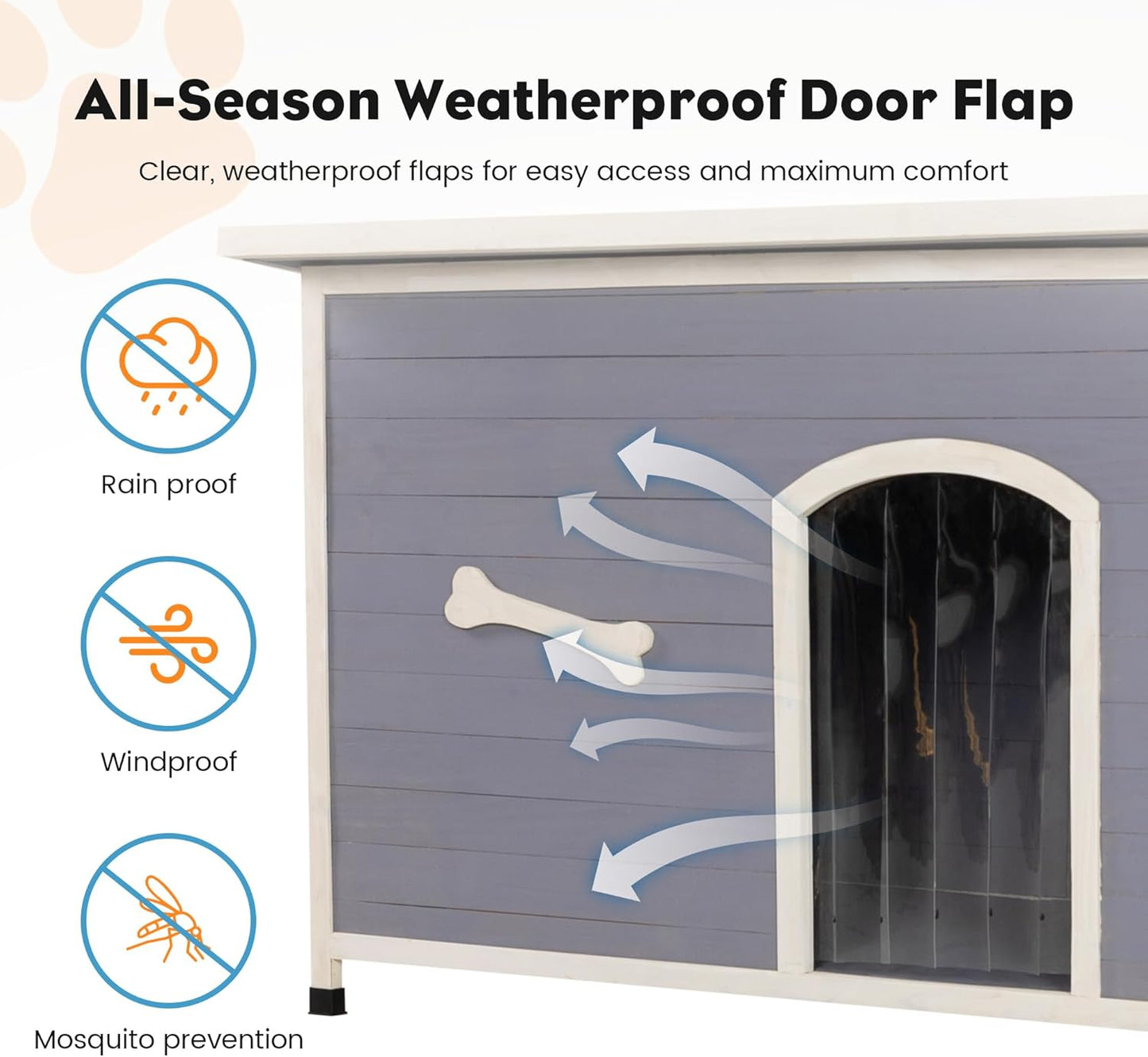 Large Solid Wooden Dog House,Suitable for Both Indoor and Outdoor, Suitable for Large Dogs and Animals of The Following Size, Easy to Clean,Can DIY,45.75" W x 31.25" D x 32.5" H