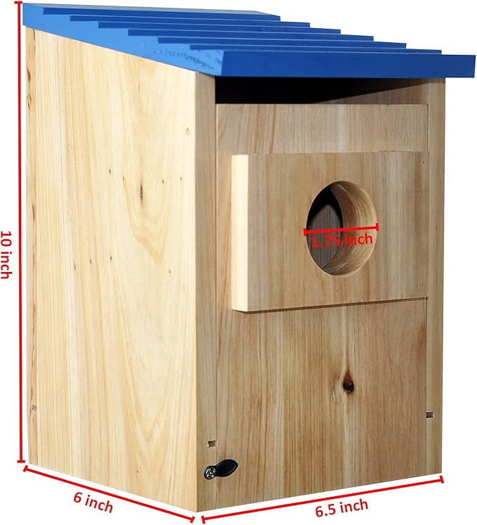 Spiretro Bird Houses Outside Finch Bluebird Cardinals, Weatherproof Cedar Wood Hanging Birdhouses Easy Cleaning, Air Vents, Fledgling Skerfs for Garden Cottages_Beige & Blue
