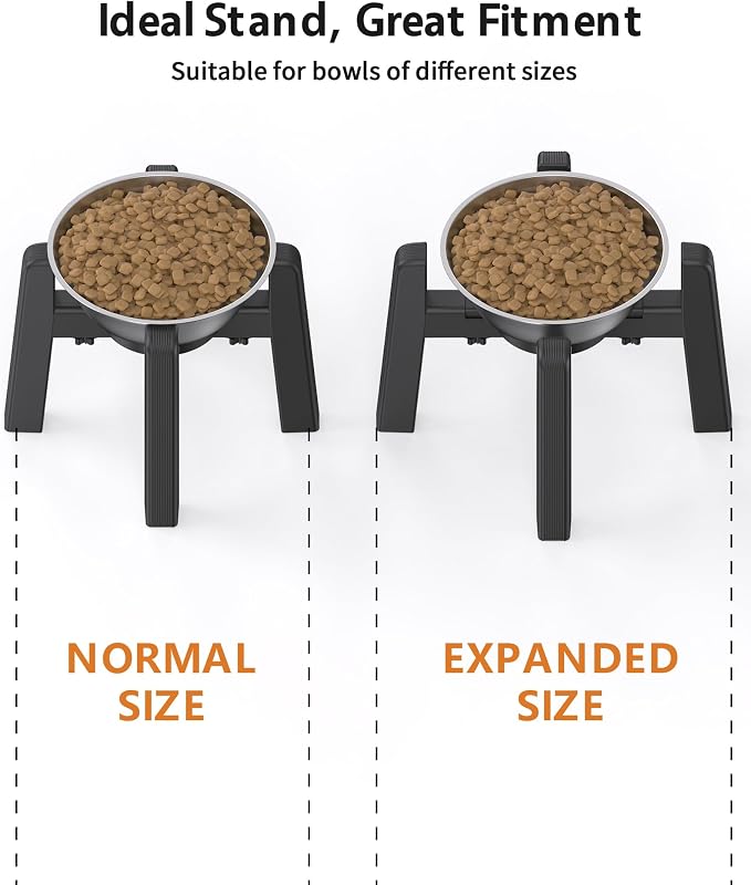 Elevated Dog Bowl, Raised Dog Bowl Stand with Stainless Steel Bowl | Elevated Pet Water & Food Bowl for Medium Dogs, Stable and Anti-Slip Raised Bowl