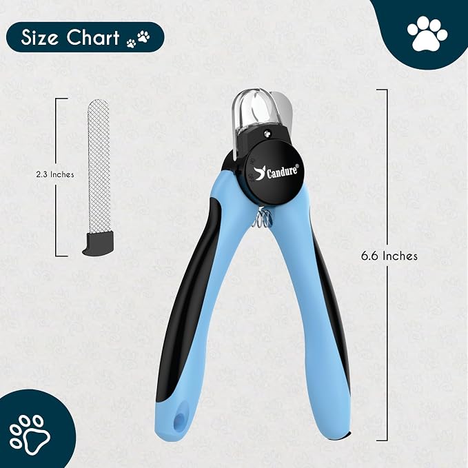 Candure LED Dog Nail Clippers with Light - Pet Nail Clippers with Light for Dogs & Cats, Sharp Stainless Steel Blades for Thick Nails, Safe Grooming Trimmer with Nail File (Sky Blue) | Includes Nail File, Small to Large Breeds, Avoids Over-Cutting, Pro...