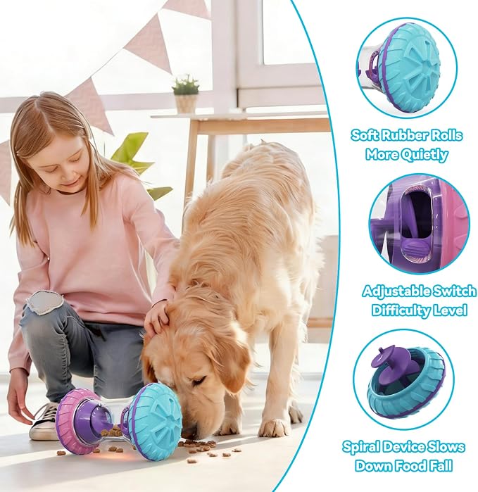MateeyLife Interactive Dog Puzzle Toy, Adjustable Treat Dispensing Slow Feeder for IQ Training, Silent Quiet Roller for Small Medium Dogs, Boredom Relief Enrichment Toys to Keep Them Busy