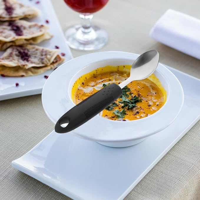 Healifty Anti-Shake Tableware Set for Elderly with Disabilities Non-Slip Adaptive Utensils Including Stainless Steel Fork Knife and Spoon Weighted Silverware for Hand Tremors and Daily Living Aid