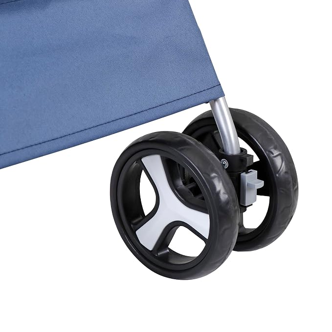 Pet Stroller for Medium Small Dogs - Easy to Walk Folding Travel Carrier Strolling Cart with Cup Holder, Weather Cover and Storage Basket (Navy Blue)