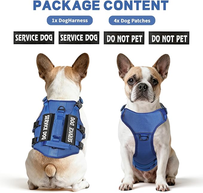 Service Dog Vest Harness for Large Dogs,No Pull with 3 Leash Clips,Tactical Working Vest with 4 Pet Patches,Reflective Oxford No Choke Pet Vest with Easy Control Handle for Walking Hiking Training