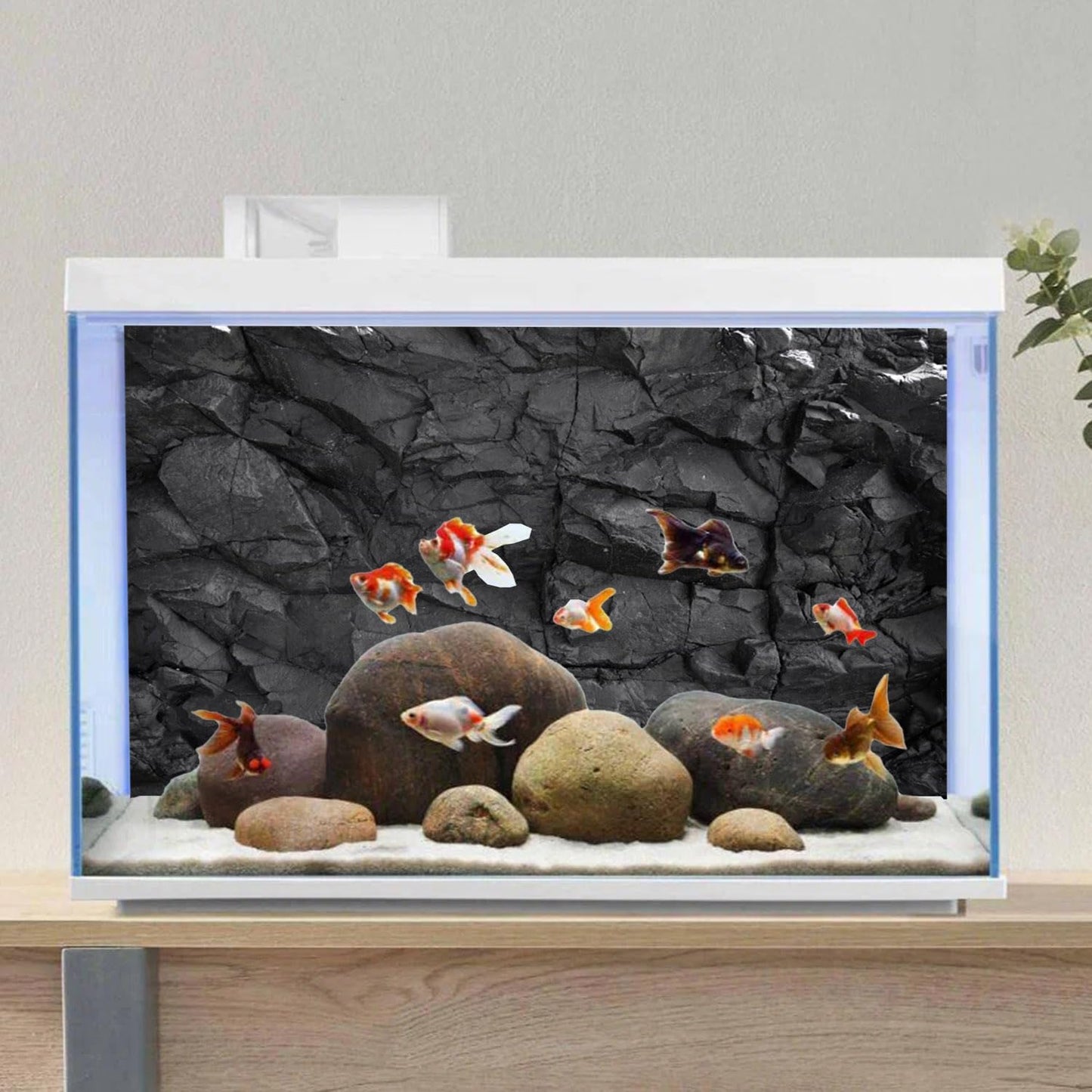 AWERT 36x24 inches Stone Aquarium Background Black Rock Fish Tank Background Rocky Terrarium Background Vinyl