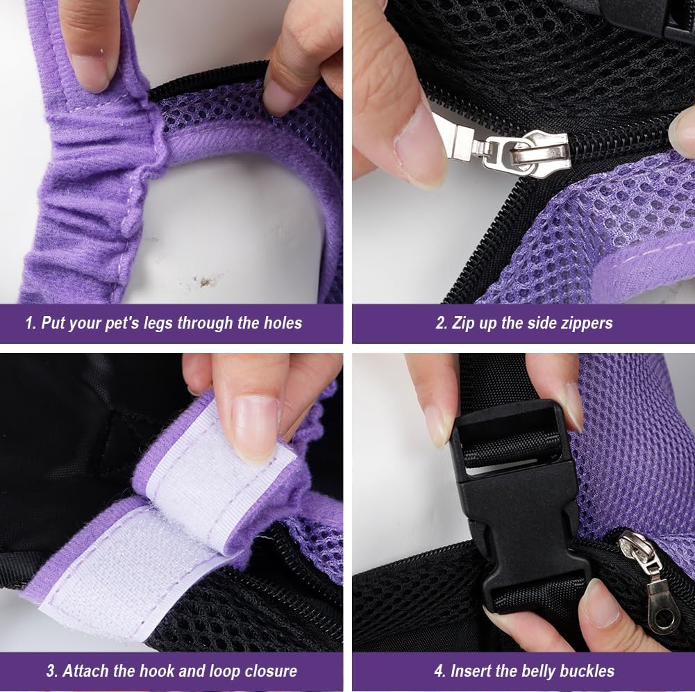FEimaX Dog Carrier Backpack Pet Legs Out Front Cat Travel Bag, Adjustable Puppy Backpacks Carriers Hands-Free for Small Medium Dogs Cats Hiking Traveling Camping Daily Walking (Small, Purple)