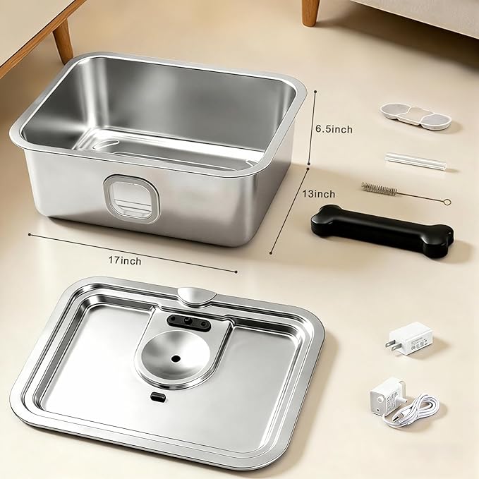 15L Water Fountain for Large Dogs,Ultra-Quiet Stainless Steel Dog Bowl Automatic Pump Drinking Dispenser with Filter Fountains,Indoor Auto Filters Pet Bowls for Cats with for Dog Multi-Pet