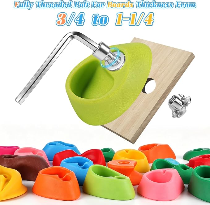 32 PCS Rock Climbing Wall for Kids,Rock Wall Climbing Holds,Adults Climbing Wall Grip Kits Holds Up to 230 lbs for Outdoor Indoor Home Playground Climbing Wall Holds