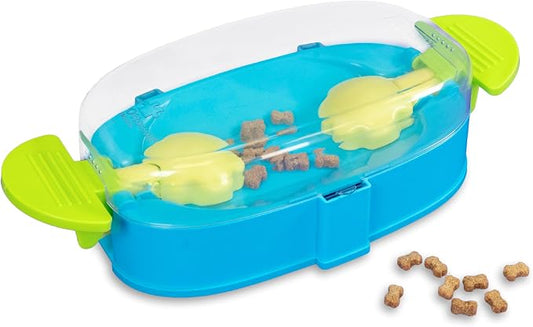 Outward Hound Nina Ottosson Paw N' Play Interactive Dog Treat Puzzle, Level 2 Intermediate Dog Enrichment Dog Toy, Blue, Small