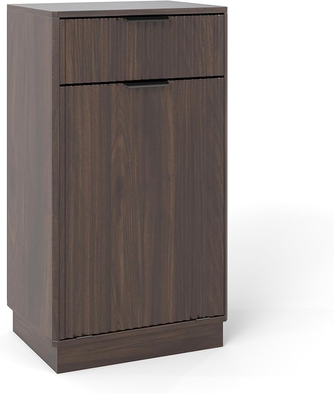 10-Gallon Single Tilt Out Trash Can Cabinet with Drawer,Kitchen Trash Can Cabinet Garbage Recycling Cabinet Wooden Dog-Proof Trash Cabinet for Dining Room and Kitchen,Laundry Room