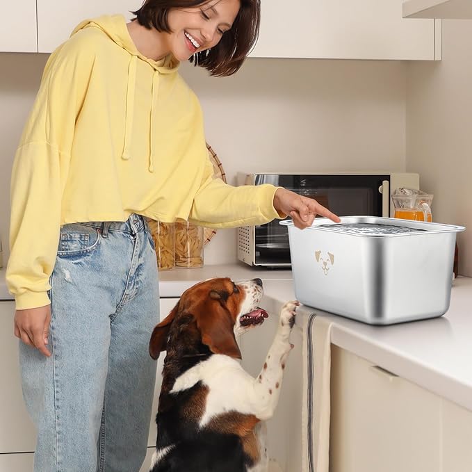 Mimorou 2.64 Gal Elevated Large Dog Water Bowl Raised Stainless Steel Bowl Stand Large Breed with Height Adjustable 7.8-12.5" Non-Slip Dog Feeding Station for Pressure Relief Indoor Outdoor(White)