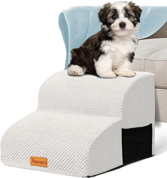 Topmart High Density Foam Pet Steps 2 Tiers,11.8" High,Non-Slip Dog Stairs,Soft Foam Dog Ramp Ladder,Best for Injured,Older Cats,Pets with Joint Pain,Suitable for Low Sofas,Stairs,Lower Place