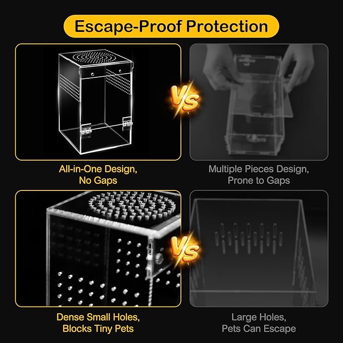 Jumping Spider Enclosure Starter Kit,Escape Proof Ocean Terrarium | Praying Mantis Terrariums,Transparent Acrylic Complete Bug Habitat,All In One Arboreal Tarantula Cribs Cage,Insect Container