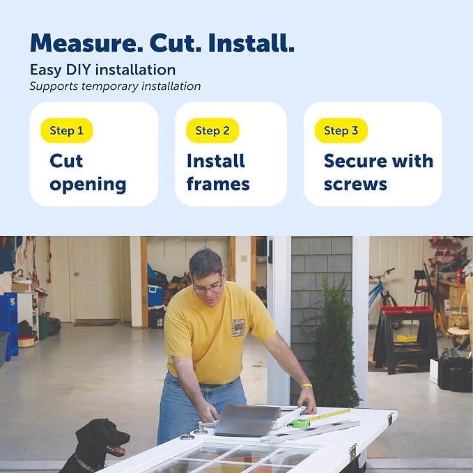 PetSafe Plastic Dog & Cat Door, Pets Up to 15 lb, Small | Flap Opening 5 1/8 in W x 8 1/4 in H, Snap-on Closing Panel, Paintable Frame, Easy DIY Install