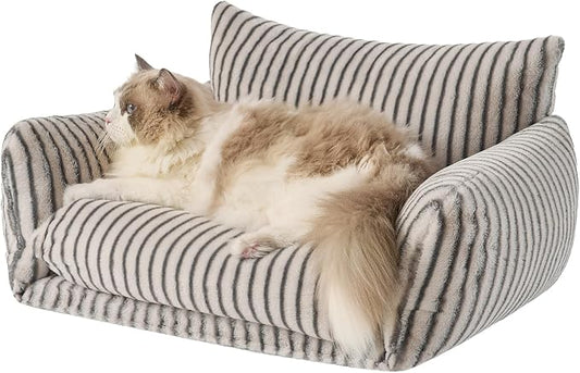 Hollypet Cat Bed Small Dog Orthopedic Couch Beds for Pets up to 20 lbs | Fluffy Multifunctional Double-Layer Warming Kitten Pet Couch Orthopedic Beds with Machine Washable Cover and Non-Slip Bottom