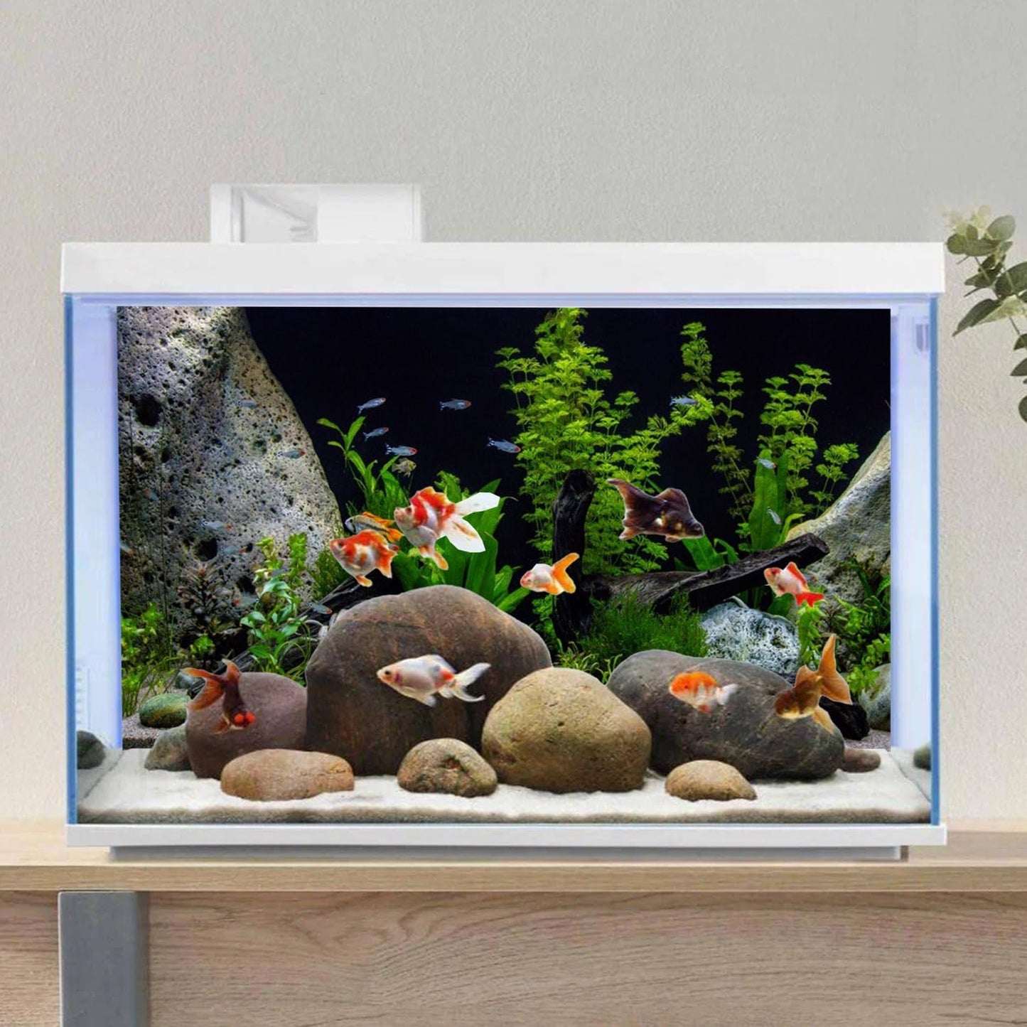 AWERT Vinyl Underwater Aquatic Plant Fish Tank Background Stone River Bed & Lake Aquarium Background 48x20 inches