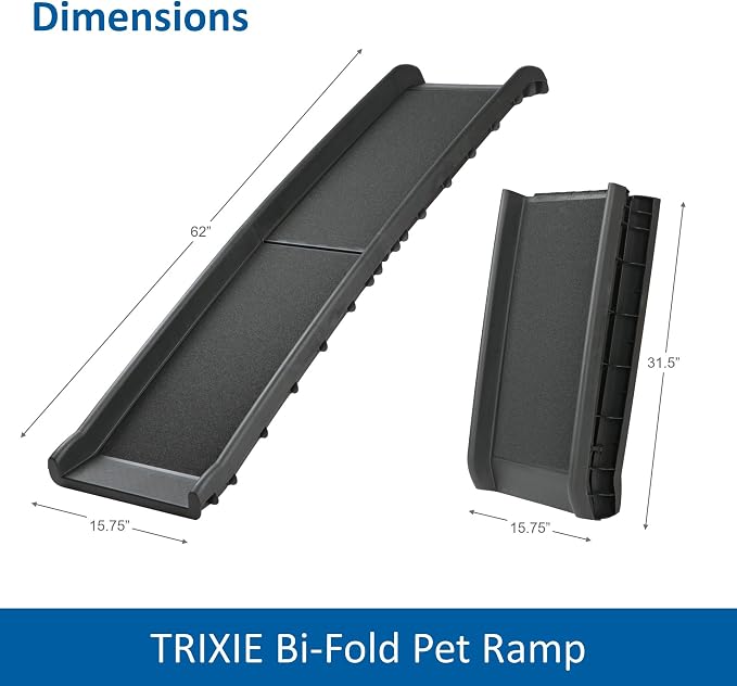 Trixie Folding Pet Ramp, Black | Folding Dog Ramp with High Traction Surface, Ideal for Cars and SUVs, Foldable, Easy to Store and Clean