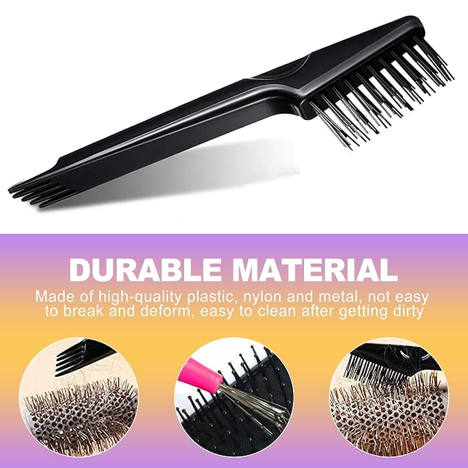 1 Hair Brush Cleaner Tool & 2 Metal Rakes – Effective Comb Cleaning Kit for Hair, Dust, Lint Removal at Home & Salon