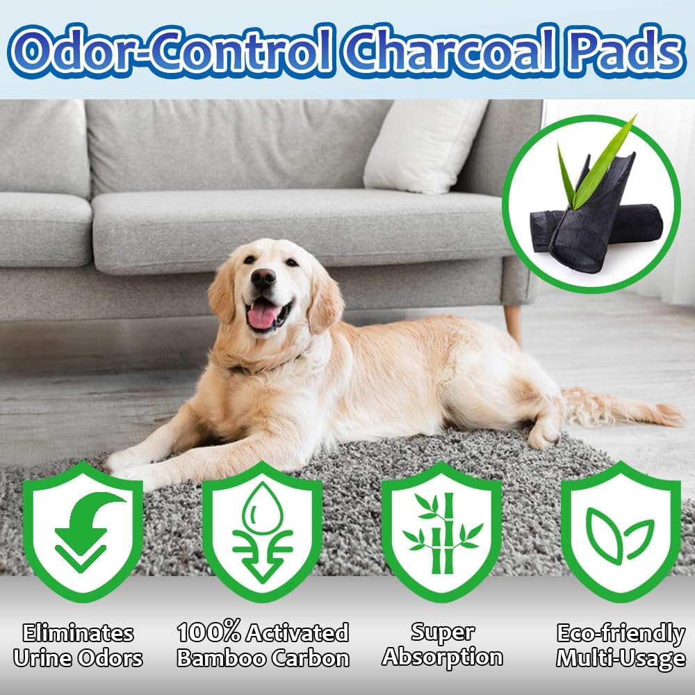Charcoal Puppy Pads Extra Large, Activated Charcoal Dog Pee Pads, X-Large Odorless Potty Pads for Dogs 28"x34", 40 Count XL Disposable Puppy Pads Pet Training Pads for Housebreaking