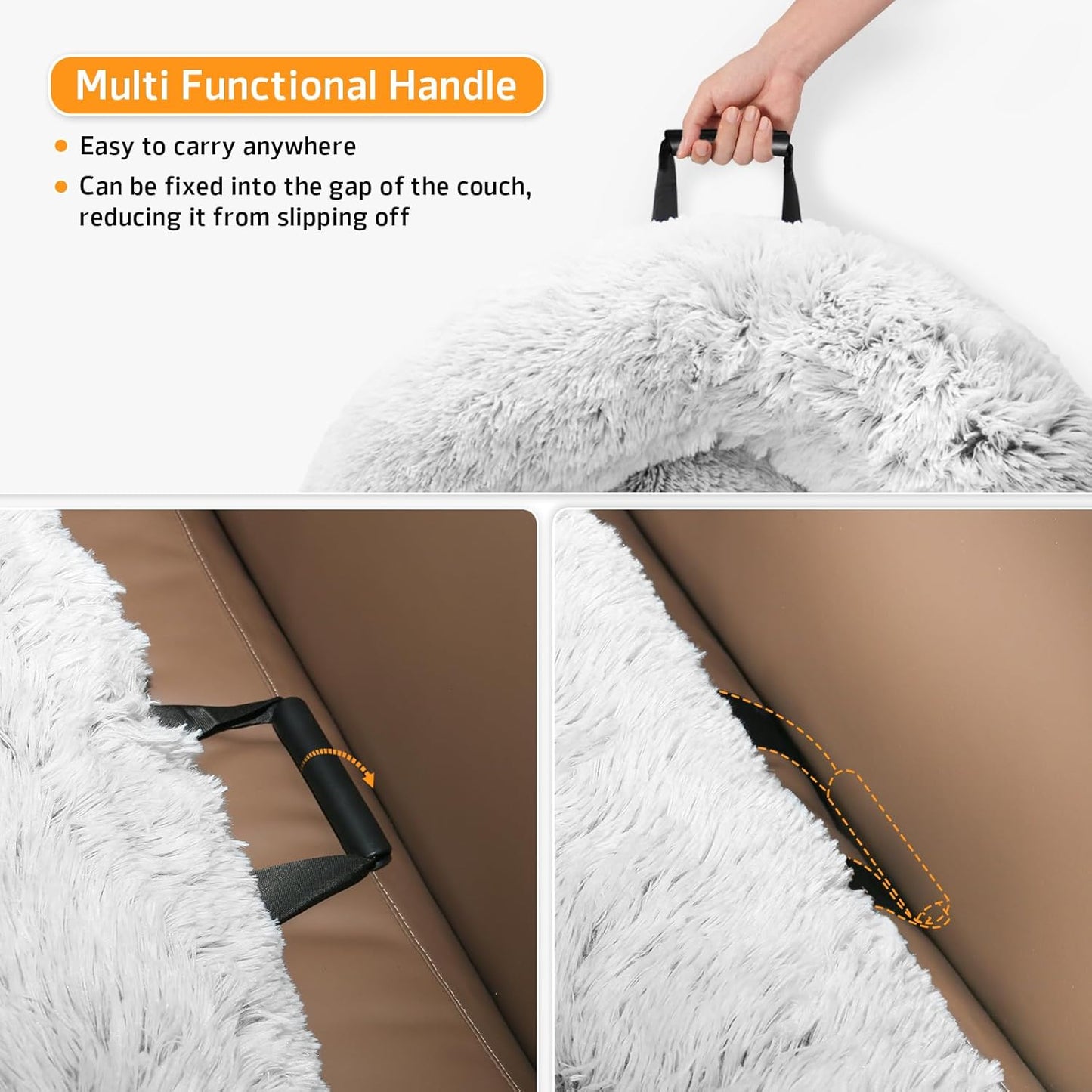 Calming Dog Bed Fluffy Plush Dog Mat for Furniture Protector with Removable Washable Cover for Large Medium Small Dogs and Cats (Medium, Light Grey)