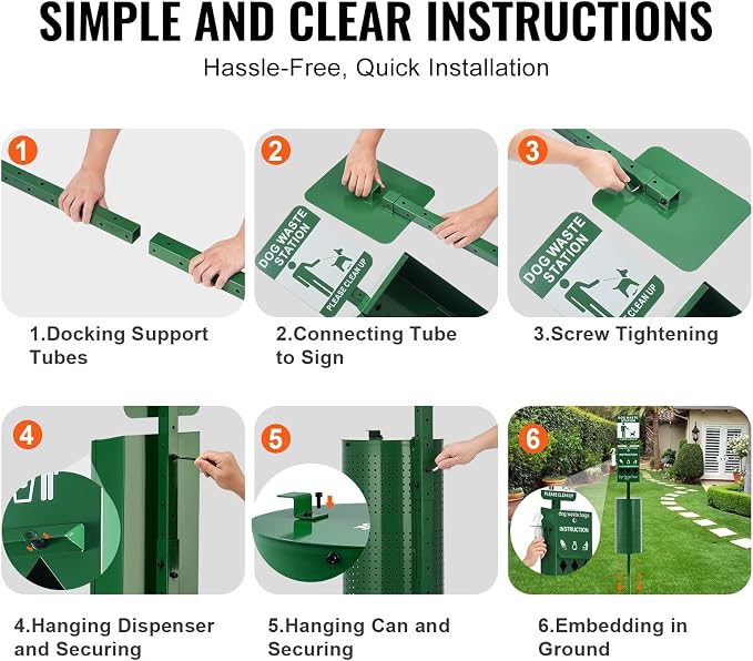 VEVOR Dog Waste Station, 11.5 Gallon Pet Waste Station with Hand Wash Bottle, Lockable Bag Dispenser, 50 Can Liners & 600 Waste Bags, Outdoor Pet Poop Station for Commercial Use, Parks, Backyard
