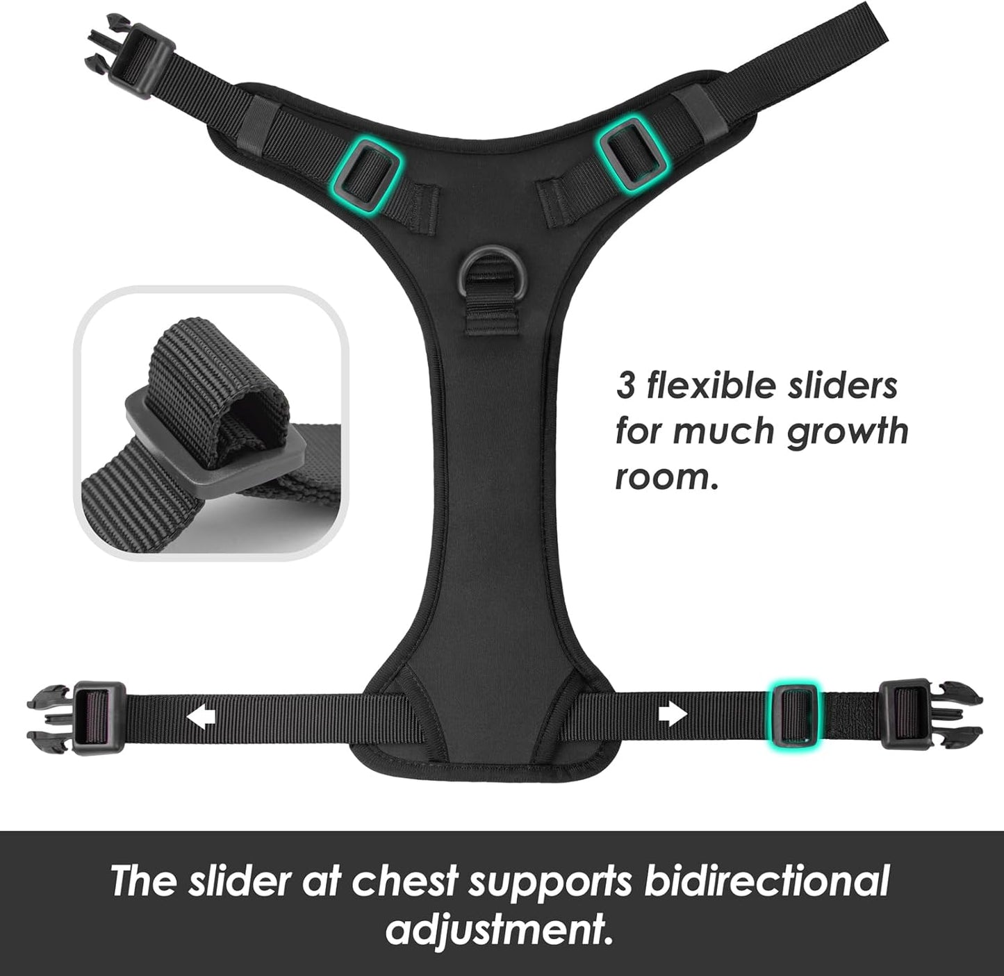 No Pull Dog Harness, Puppy Vest with Front Clip for Small Medium Large Sized Dog(Black,S)