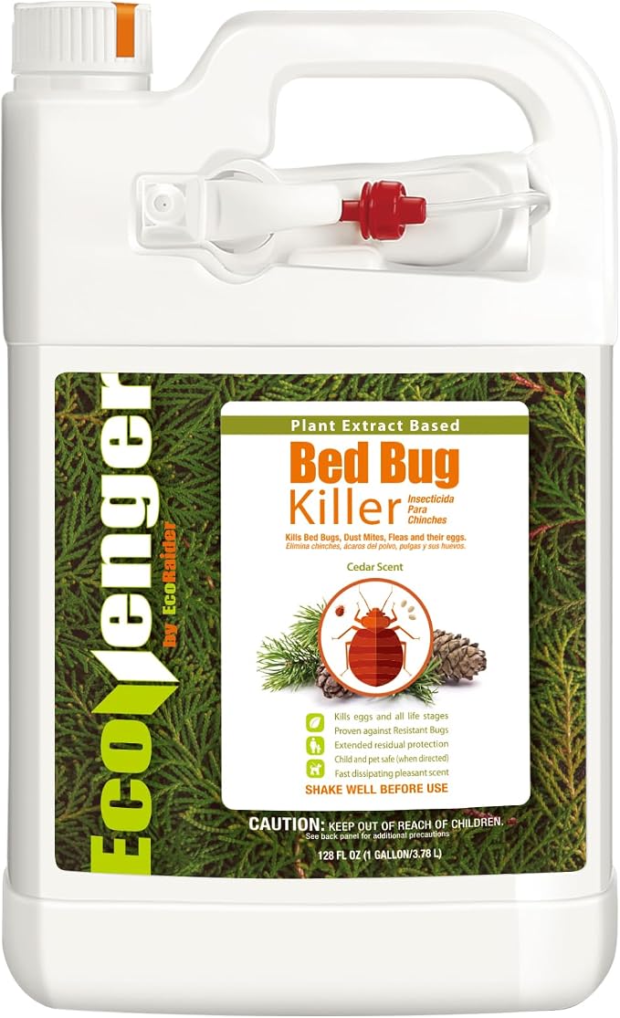 EcoVenger (Formerly EcoRaider) Bed Bug Killer with Remote Sprayer 1Gal - Kills 100% All Stages on Contact- Kills Resistant Bugs- Kills Eggs- 14 Day Residual Protection- Non-toxic- Child & Pet Friendly