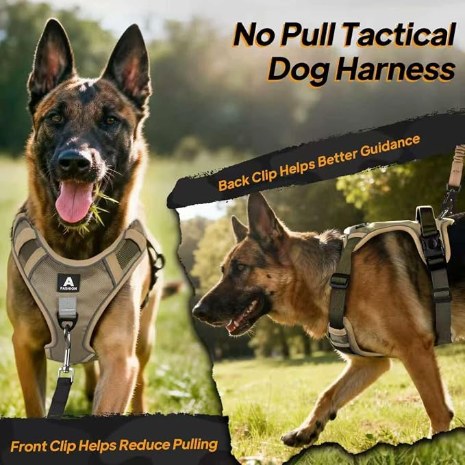 Twoear No Pull Dog Harness for Medium Dog, Lightweight Tactical Dog Harness | Top Handle, Reflective, Breathable, Easy Buckles, Dual Clips, Easy to Put on & Take Off, Dog Vest for Walking Hiking Training