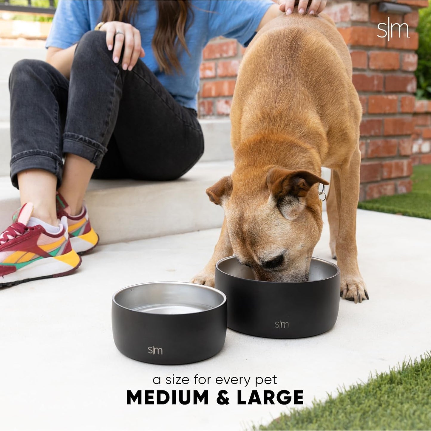 Simple Modern Stainless Steel Pet Water Bowl for Dogs & Cats | Reusable Insulated Stainless Steel Food Bowls for Dog Cat | No Tip No Slip BPA Free | Bentley Collection | Medium (32oz) | Deep Ocean