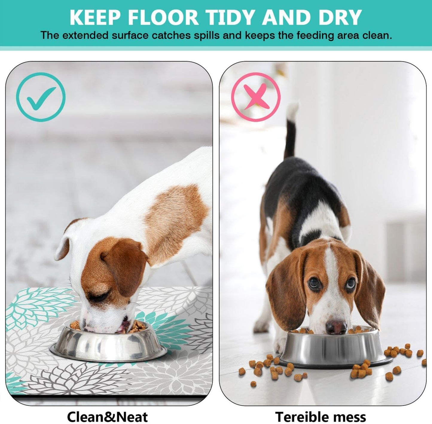 Pet Feeding Mat for Floors Waterproof Dog Mat for Food and Water Absorbent Quick Dry Non Slip mat for Cat Bowls