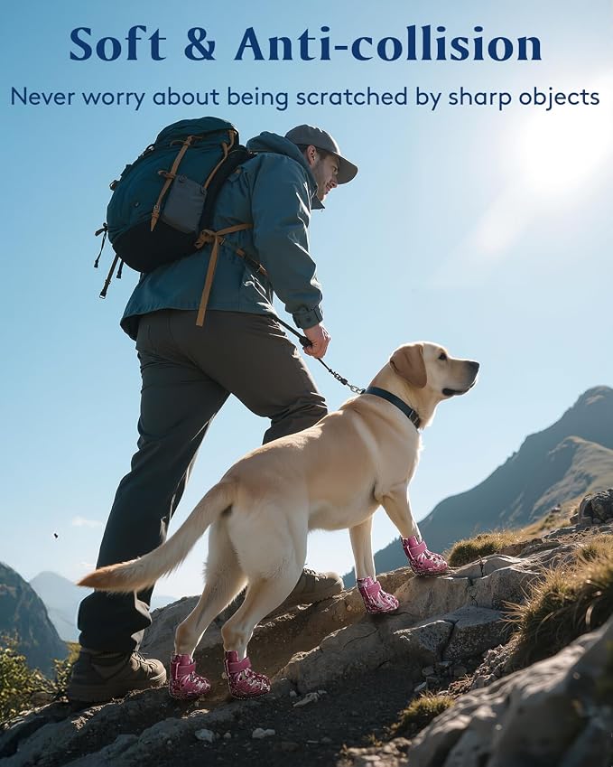 Dog Shoes for Hot Pavement, Breathable Dog Boots Paw Protectors with Adjustable Straps & Non-Slip Sole, Easy On & Off, Waterproof, Easy-Cleaning (Pink Marble, M)