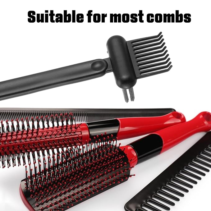 2Pcs 2-in-1 Hair Brush Cleaner & Remover Tool Brush Cleaning Tool Comb Cleaner Effective Hairbrush Cleaner Hair Brush Remover Rake for Man Woman Home Travel Salon Removing Hair Dust