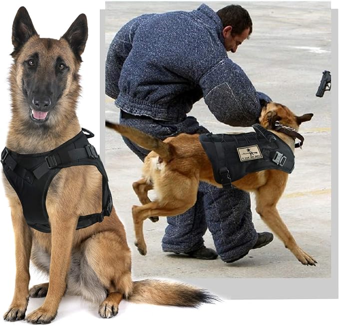 Tactical Service Dog Vest Harness K9 Military Molle Dog Vest for Outdoor Training Waterproof Pet Dog Harness with Rubber Handle & Metal Buckle