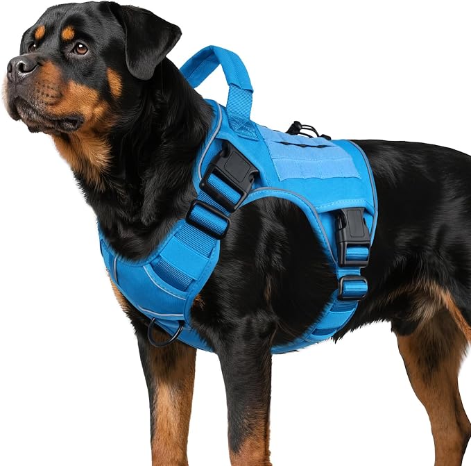 WINGOIN Blue Tactical Dog Harness for Large Dogs,No Pull Dog Harness | with Handle,Adjustable Reflective,Military K9 Style,Big Size Dog Vest,for German Shepherd,for Walking Training Hunting