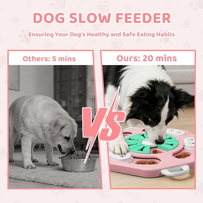 MateeyLife Dog Puzzle Toy for Smart Dogs, Mental Stimulation Dog Enrichment Toys, Treat Dispensing Dog Toys to Keep Them Busy for Small and Medium Dogs, IQ Training Puzzle Feeder, Level-1 (Pink)