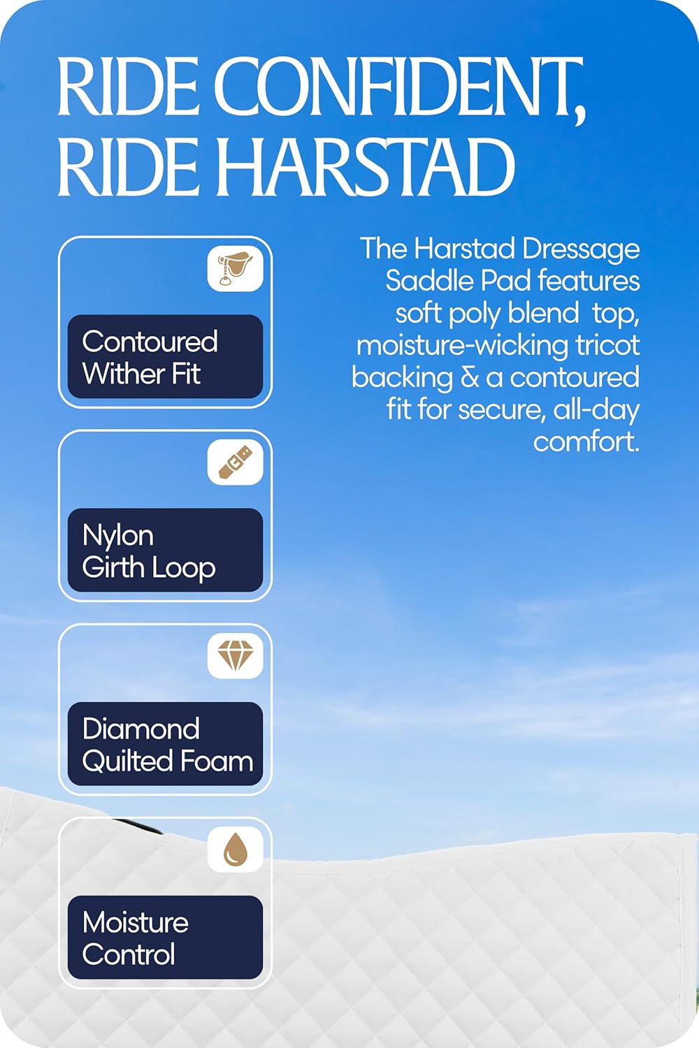 Equinavia Harstad Dressage Saddle Pad | Classic & Durable | Moisture-Wicking Tricot Backing