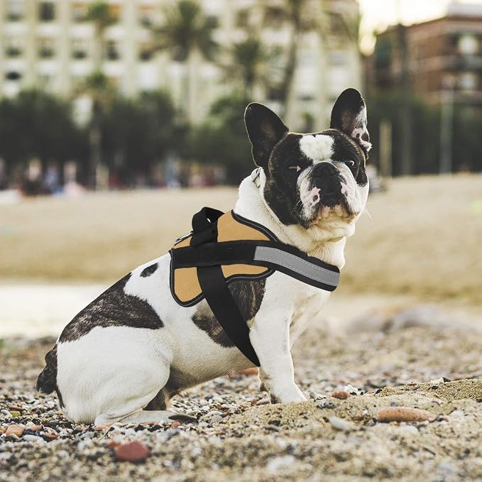 Dog Harness, No-Pull Reflective Dog Vest, Breathable Adjustable Pet Harness with Handle for Outdoor Walking - No More Pulling, Tugging or Choking (Army Yellow, XS)