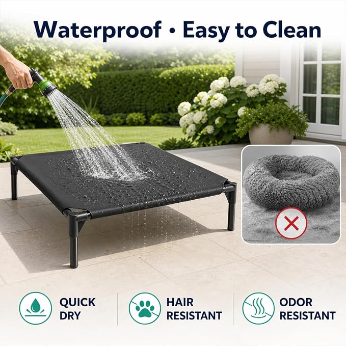 Elevated Dog Cot Bed,Cooling Raised Pet Bed with Washable Breathable Mesh Sturdy Metal Frame,Portable Raised Dog Bed with Anti-Slip Feet for Indoor Outdoor Backyard Use (47" X 27" X 7")